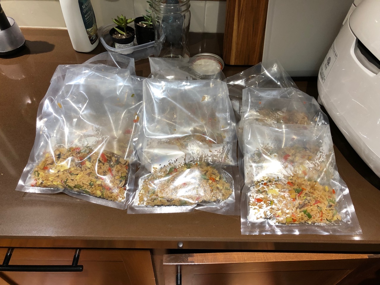 Easy Freeze Vacuum sealing and freezing of vegetarian fried rice